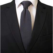 Corbata delgada de punto de unicolor y textura para hombres, acabado cuadrado {"Talla_nombre":"Talla única","Color_nombre":"Gris oscuro" - Multicolor23 - Ver 3