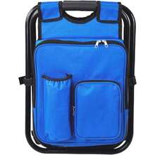 Folding Chairs Outside, Outdoor Folding Chair, Backpack Cooler Bag Camping Recliner Hiking Fishing Mountaineering Picnic Beach Garden Porch Balcony Backyard Festival Patio Park - Azul - Ver 2