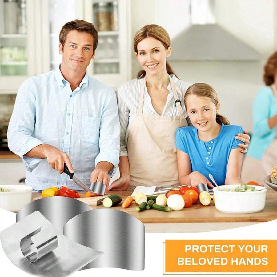 Stainless Steel Hand Guard For Cutting Vegetables, Food Protection, Suitable For Both Beginners And The Elderly, Stainless Steel Hand Shield For Cutting Vegetables, A Must-Have For Kitchen Preparation