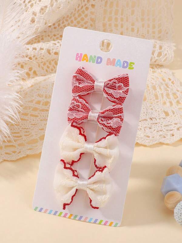 4 piezas Lindos pasadores de pelo con mariposas de encaje, en varios colores y estilos, adecuados para coletas y recogidos, fiestas, viajes, niñas, niña, pasadores de moda con mariposas de unicolor, excelente opción de regalo