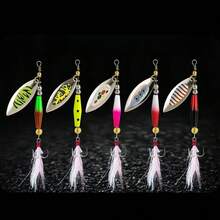 Set Umpan Pancing Sequins Berputar Komposit Baru, Umpan Buatan untuk Lemparan Jarak Jauh untuk Ikan Bass dan Ikan Mas Air Tawar, dengan Bulu - D - View 2