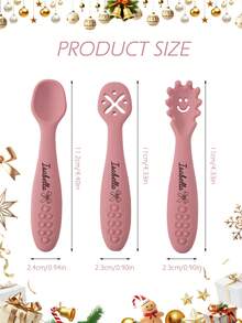 3pcs Personalized Customized Name And Pattern Silicone Baby Spoon Utensils, Children's Tableware, Customized Baby Feeding Accessories - Multicolor 1 - View 11