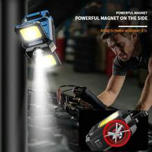 1pc Cob Small Flashlight, 1000Lumens Bright Rechargeable COB Keychain Flashlights, 5 Light Modes Portable Pocket Light With Folding Side Lights Bottle Opener And Magnet Base For Walking And Camping