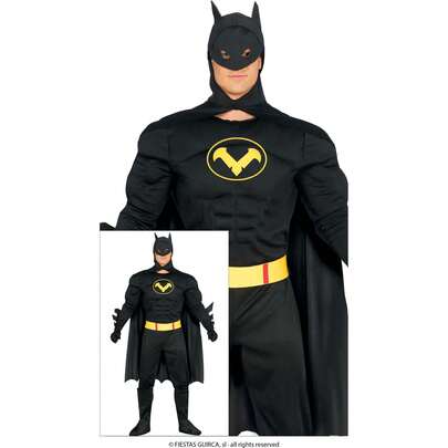 Fiestas Guirca Black Hero Kostüm für Jugendliche, Kinder-Superheldenkostüm in Schwarz für Jungen und Mädchen, Superhelden-Outfit mit Cape und Maske für Partys, Feiern oder Comic-Charakterkostüme, in verschiedenen Größen erhältlich