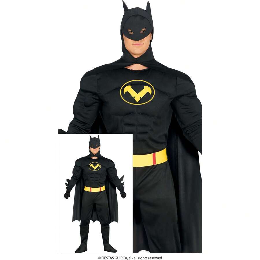 Fiestas Guirca Déguisement de Black Héroe pour Adolescents, Costume de super-héros pour enfants en noir pour garçons et filles, Tenue de super-héros avec cape et masque pour fêtes, célébrations ou déguisements de personnages de comics, disponible en plusieurs tailles - Multicolore - Voir 1