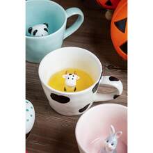 Cow Ceramic Cup Hidden 3D Animal Inside MugCute Cartoon Handmade Figurine Mugs Holiday And Birthday Cup For Coffee Milk Tea Lovers 12 OZ White Black - WhiteBlack - View 5