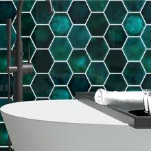 Dark Green Tile Peel And Stick Backsplash For Kitchen12X12 4Tiles Hexagon Stick On Back Splashes For Kitchens Peel And Stick Wall Tiles For Bathroom Shower Tile Stickers Renter Friendly