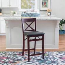 Linon Triena X Back Folding Counter Stool Brown - 梅洛+吧台凳 - 查看 10
