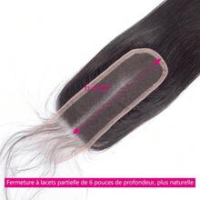 Paquetes de cabello humano liso con cierre 2x6 Cierre de malla con división media y paquetes Paquetes de cabello liso de 12-32 pulgadas con cierres Cabello Remy brasileño 10A de alta calidad 3 paquetes con extensiones de cabello con cierre para mujeres Entrega en 3 días - Natural Black - Ver 8