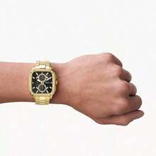 Fossil Men's Triple-Eye Quartz Chronograph Watch, Square Stainless Steel Case And Bracelet, Multi-Functional - Gold - View 3