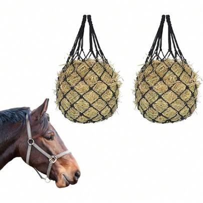 Hay Net For Horses, Horse, Goat Slow Food Feed Bags For Stables, Hay Feeder, Easy To Fill And Clean(2PCS),22975320