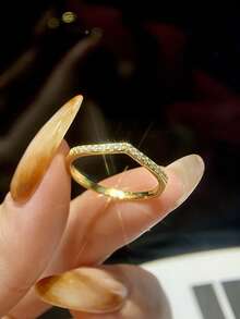 1Pc LuxuryMoissanite Diamond Engagement Ring Wedding Band For Women S925 Sterling Silver V-Shape Gold Ring Promise Ring Eternity Ring Anniversary Valentine's Day Ring Luxury Ladies Jewelry Gifts