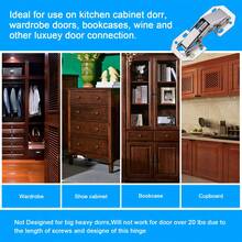 4/8个隐藏式橱柜铰链，表面安装式隐藏橱柜铰链，适用于无框厨房橱柜，带螺丝，90度弹簧隐藏式铰链，用于橱柜门弹簧缓冲铰链，无需开槽 - 銀色 - 查看 6