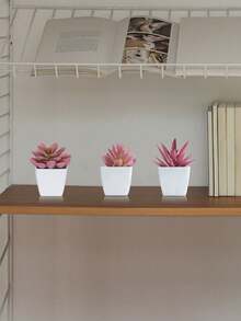 1pc/3pcs Plastic Artificial Mini Plant Potted Decor, Modern Fake Plant Ornament, Suitable For Home, Living Room, Bookshelf, Wedding, Valentine's Day, Party