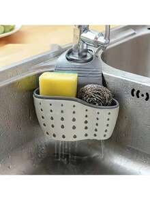 1pc Sink Hanging Drain Basket With Silicone Storage Box, Adjustable Shoulder Strap Drain Rack, Sponge Holder, Faucet Hanging Basket, Kitchen Storage Bag, Perfect For Storing Sponges And Rags In The Kitchen (Color Random)