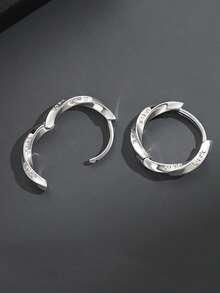 1 对 Luck Mobius 环形耳环，男士时尚奢华高端英文字母耳钉