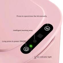 Automatic Motion Sensor Bathroom Trash Can With Lid, 2.6 Gallon Touchless Trash Bin, Smart Plastic Slim Garbage Can Small Wastebasket For Toilet, Office, Rv, Bedroom, Living Room, Pink,23170694 - Màu Hồng Tươi - Xem 5