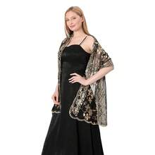 Shawls And Wraps For Evening Dresses,Women Formal 1920s Sequin Flower Sheer Shawls And Wraps For Wedding-{"Color_name":"Black+Gold"} - 黑色+金色 - 查看 6