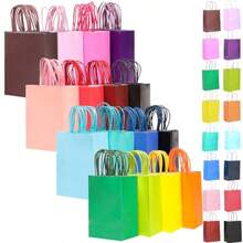 Qiqee 32Packs Paper Bags With Handles Bulk 33x25x13cm Large Gift Bags 16 Different Senior Color Bags Multiple Uses 13x10x5inchLarge Size