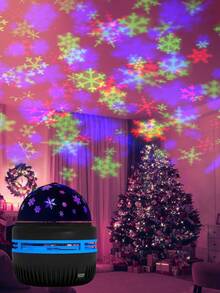 1 szt. Projekcja świetlna w kształcie płatka śniegu, romantyczne, obrotowe światło do tańca, stwórz własną scenę z kolorowymi płatkami śniegu, sypialnia, impreza, przyjęcie, urodziny, prezent świąteczny, marzycielskie piękno, pasuje do każdej scenerii, prezent świąteczny