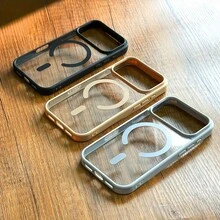 Nuova custodia per telefono con ricarica senza fili magnetica di lusso, compatibile con 17, 16, Pro Max, Air, Plus, 15, 14, 13, 12 Pro Max, 11, 17 Promax, 17 Pro, 17 Air, antiurto, paraurti morbido in TPU, cover posteriore trasparente