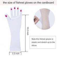 Fishnet Fingerless Gloves Mesh Arm Sleeves Fish Net Arm Sleeves EMO Gloves For Women In Theme Party Scene Accessories{"Size_name":"Long","Color_name":"#08-White(Long)"} - 多色7 - 查看 6