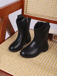 女孩男孩牛仔靴西部靴男孩女孩中筒马靴 - 黑色 - 查看 5