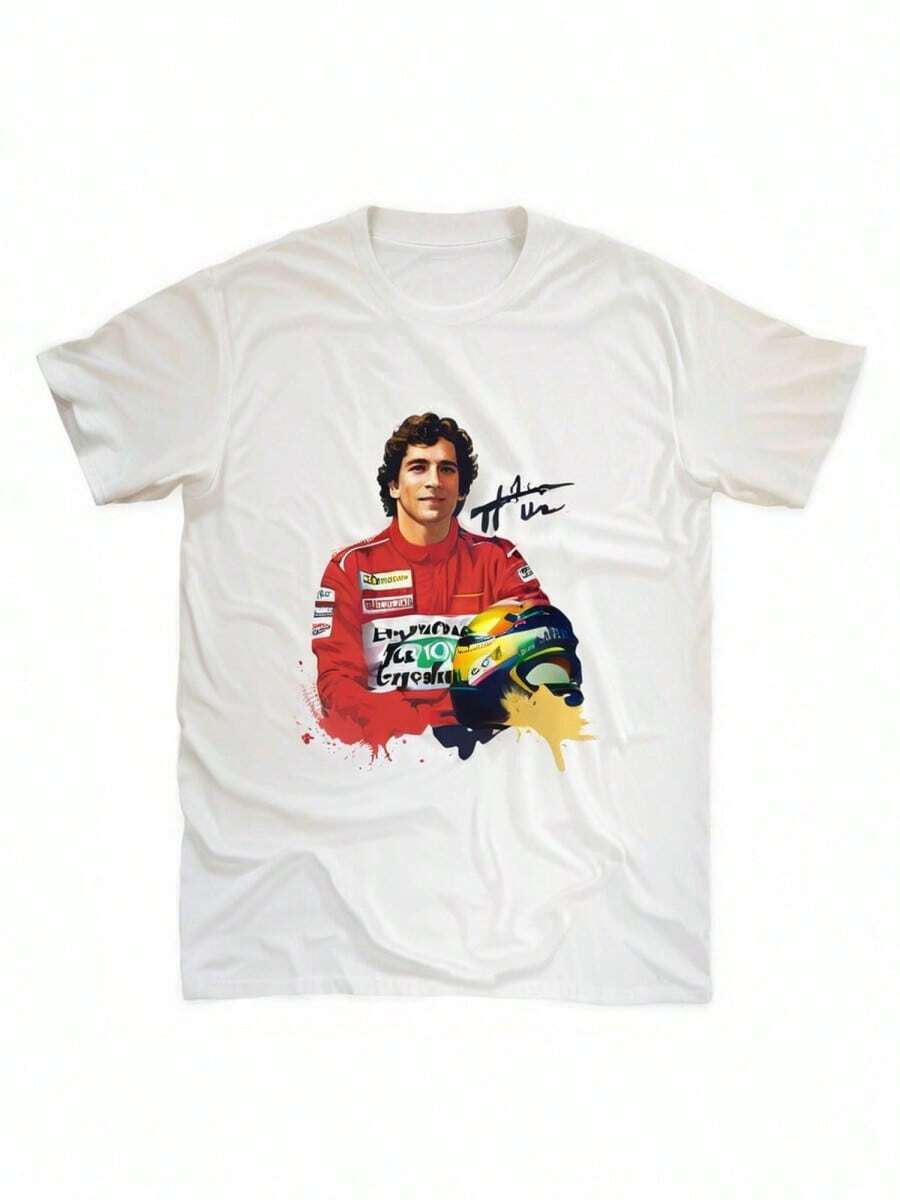 Shirt Outfit Novelty T Shirt Tee Clothing Original Men Women Ayrtons Sennas Helmet Racing Car F111 - 白色 - 查看 1