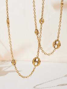 1pc Fashionable Pig Nose Element Long Sweater Chain Necklace - Pig Nose Long Necklace - View 2