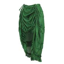 Zhitunemi Women's Steampunk Skirt Ruffle High Low Outfits Gothic Plus Size Pirate Dressing{"Size_name":"X-Small-Small","Color_name":"Green"} - 綠色的 - 查看 3