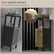 Slim Bathroom Storage Cabinet, Small Bathroom Cabinet With Open Compartment And Adjustable Shelf, Black - Black - View 9