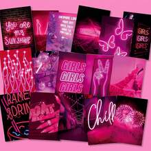 70 Pcs Pink Neon Wall Collage Kit Aesthetic Pictures,Hot Pink Room Decor For Bedroom Small Posters For Room Aesthetic,Dark Pink Dorm Photo Wall Decor For Teen Girls Women 4x6 Inch - Neon hồng - Xem 6