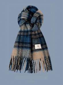 1pc Ladies' Autumn And Winter New Retro Maillard Scarf, Outdoor Versatile Warm And Thick Atmosphere Scarf Shawl, Couple Plaid Tassel Scarf, Suitable For Men And Women Women Winter Scarves