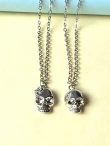 2 buc colier cu pandantiv de craniu la modă pentru femei de Halloween, care îmbunătățește atmosfera, deblochează o ținută elegantă, accesoriu exclusiv de Halloween, unic și