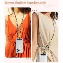 Universal Phone Lanyard, Adjustable Metal Cell Phone Chain Crossbody Strap Anti - Theft Detachable Women Cellphone Lanyards Around Neck with Patches, Most Smartphones, Black - inicial - Ver 8