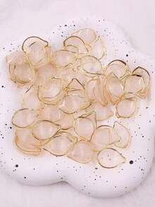 30入組亞克力透明霧面漸變金邊花瓣蓮瓣製作diy髮夾材料