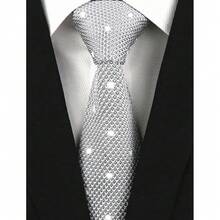 Men's Solid Color Textured Knit Skinny Ties Smart Necktie Square-Cut Finish{"Size_name":"OneSize","Color_name":"GreyPolkaDot"} - Multicolor7 - View 3