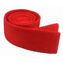 Men's Solid Color Textured Knit Skinny Ties Smart Necktie Square-Cut Finish{"Size_name":"OneSize","Color_name":"HotRed"} - Multicolor25 - View 4
