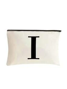 字母帆布手提袋，带化妆包，个性化礼品袋，适合婚礼、生日、海滩、度假、上学等场合，是送给女性、妈妈、老师、朋友、伴娘、学生的绝佳礼物。大容量手提袋，简约宽敞，便携休闲收纳袋，多功能购物袋，全新设计，容量大，是购物的理想之选，也可作为单肩包使用。 - 黑與白 - 查看 50