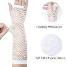 Fishnet Fingerless Gloves Mesh Arm Sleeves Fish Net Arm Sleeves EMO Gloves For Women In Theme Party Scene Accessories{"Size_name":"Long","Color_name":"#08-White(Long)"} - 多色7 - 查看 3