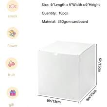 10 Pcs White Cardboard Gift Boxes With Lids 6x6x6inch Square Boxes Medium Gift Boxes Suitable For Party Wedding Christmas Holidays Birthdays And All Other Occasions