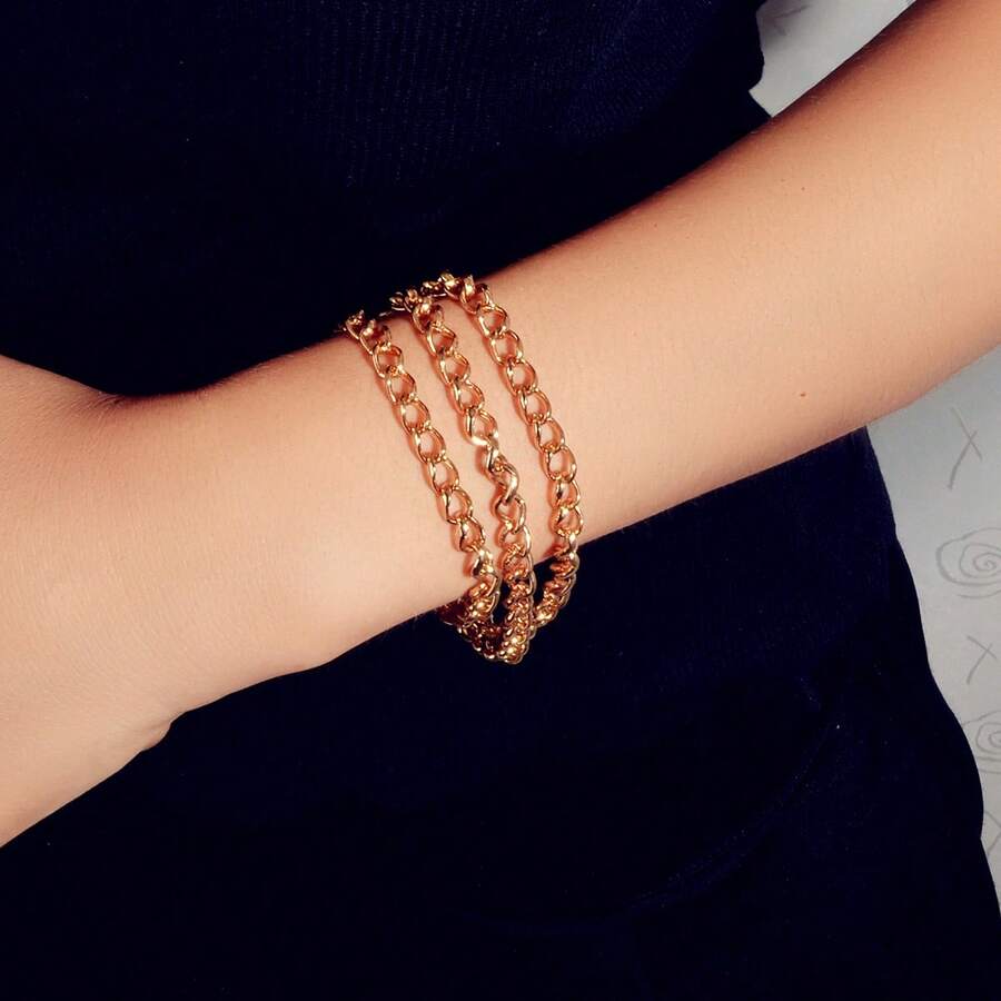 Fashion Jewelry Multi-Layer Gold Link Chain Bracelet Bangle Party Decoration For Women