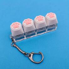 Novelty Fidget Pressing Toy Keychain, Soft Silicone Paw Button With Tapping Sound Mechanical Keys And Phones