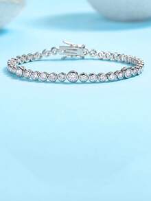 925 Sterling Silver Moissanite Tennis Bracelet, Luxurious & Fashionable For Women, Suitable For Engagement, Wedding, Confession, Gifting To Friends & Lovers, Fashion Parties, Mother's Day - Bracelet - View 6