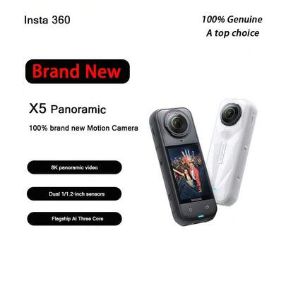 Insta360 X5 [Nuevo] Cámara de bolsillo estabilizada, resistente al agua y de alta definición 8K para panorámicas, deportes, viajes, vlogs, motocicletas, esquí, buceo y pesca