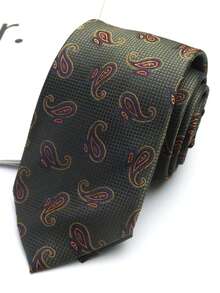 1pc Paisley Pattern Handmade Unisex Necktie, Suitable For Casual, Business, Party, And Gift - Multicolor - View 11