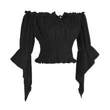 Women's Renaissance Off The Shoulder Top Medieval Pirate Long Sleeve Blouse{"Size_name":"Large","Color_name":"Z2880cbk"} - Z2880cbk - View 3