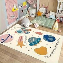 1pc Area Mat Cartoon Space-Themed Plush Area Rug - "Traveling In Space" Design With Planets & Stars, Comfortable For Bedroom, Living Room, Office, Study, Entryway, Room Decor As Floor Mat, Modern Rectangle Absorbent Bedroom Rug, Machine Washable & Non-Slip, Rugs For Living Room - Indoor All-Season Home Decor, Rugs For Bedroom, - Multicolor - View 6