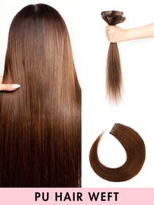 Seamless Invisible Tape-In Human Hair Extensions - No Glue, Natural Straight Hair, 12-20 Inches, Salon Quality