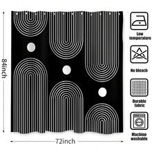 Black And White Extra Long Shower Curtain, Boho Minimalist Mid Century Modern Arch Geometric Machine Washable Waterproof Fabric For Bathroom Bathtub Decor With Hooks 72Wx84H{"Color_name":"BlackandWhiteBoho","Size_name":"72\"Wx84\"L(Packof1)"} - 多色28 - 查看 8